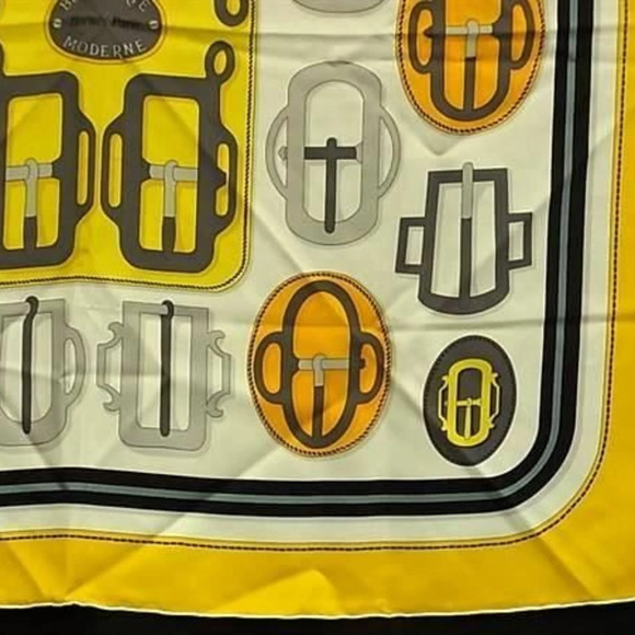 AUTHENTIC! HERMES Cliquetis 90cm Silk Scarf | Fortrove HERMES Authentic Yellow Silk Scarf